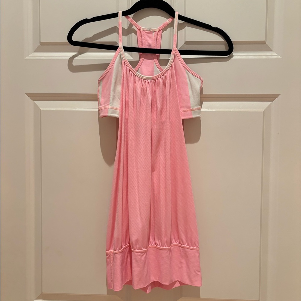 White and Pink Lululemon Tank Top